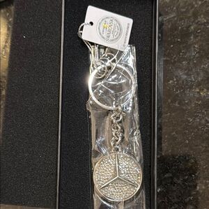 NWT SAINT TROPEZ Mercedes-Benz Silver Keychain with Swarovski stones